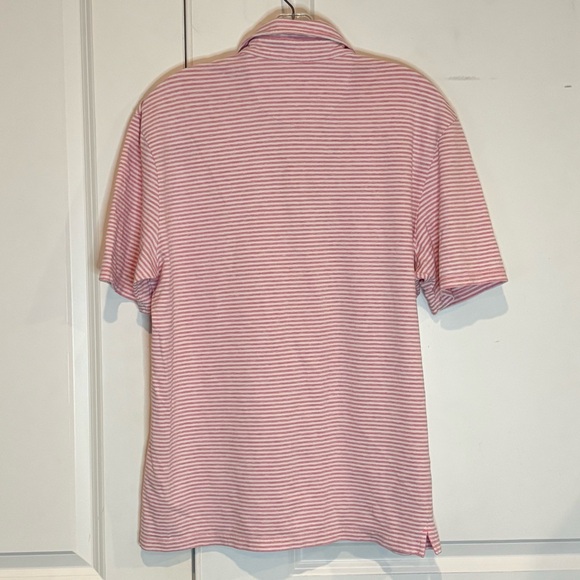 Johnnie-O Dante Raspberry Pink White Stripe Pocket Polo Short Sleeve Shirt M - Picture 6 of 8